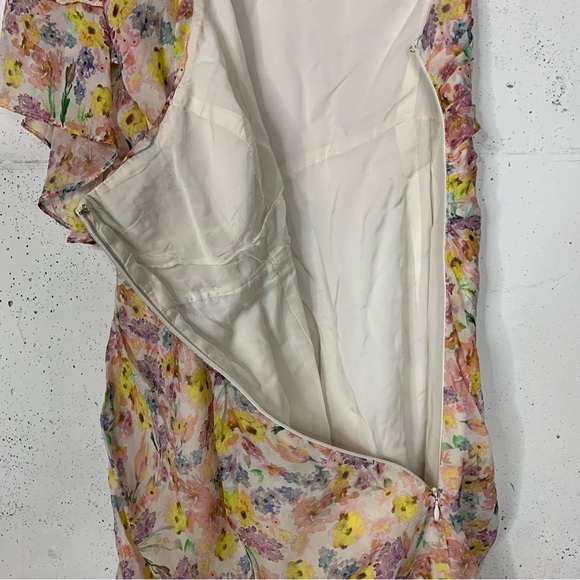 Amur Clayton Silk One Shoulder Ruffle Water Color Dress Size 6 - Picture 10 of 14